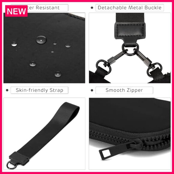 Mini Zip Wristlet Wallet Dual Pouch Detachable Keychain Coin Purse - Picture 7 of 7